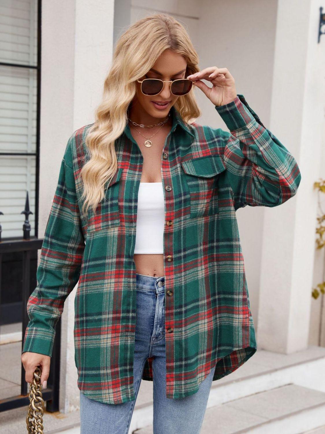 Plaid Button Up Long Sleeve Shirt - Abundia House