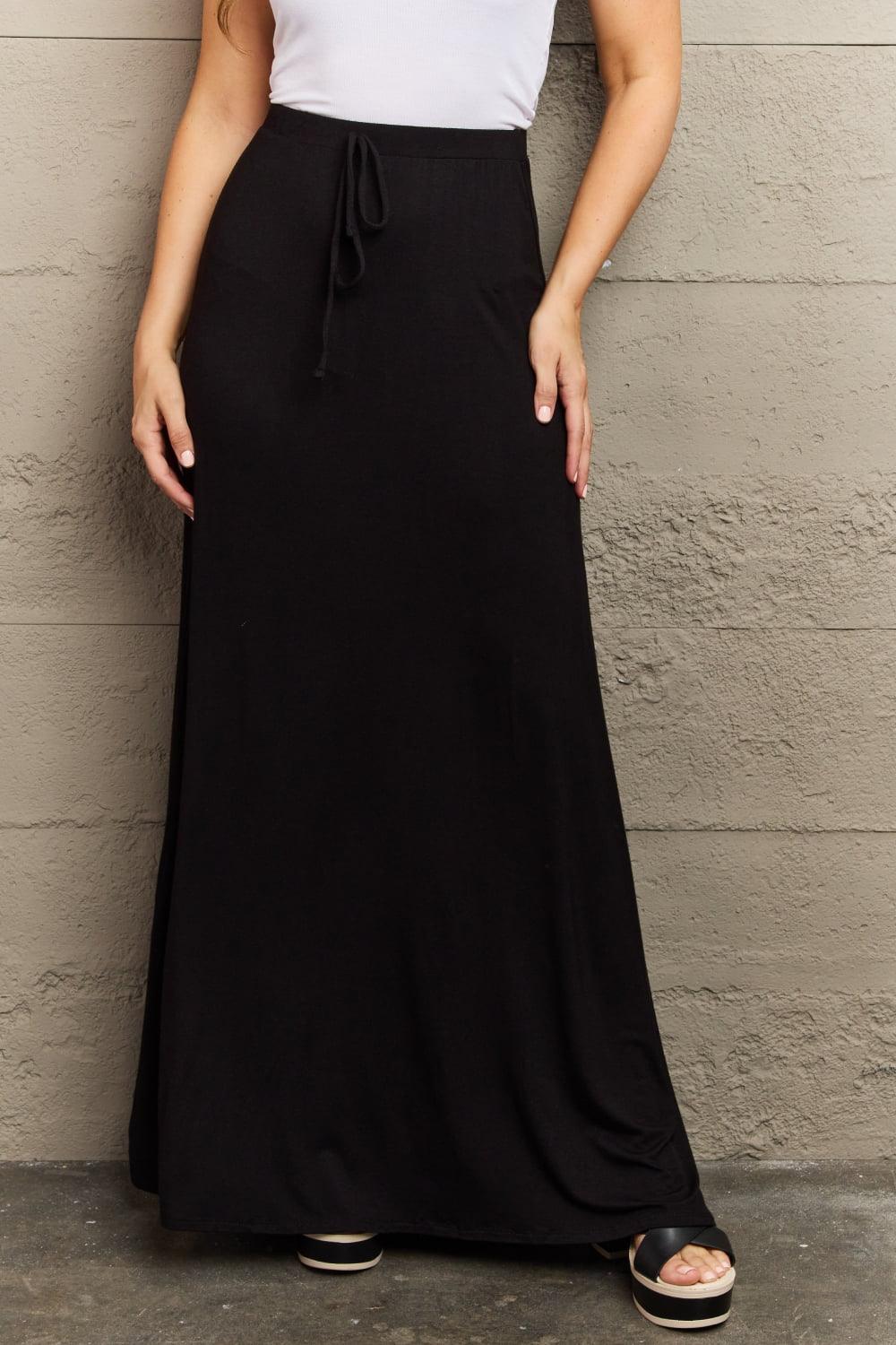 Culture Code For The Day Full Size Flare Maxi Skirt in Black - Abundia House