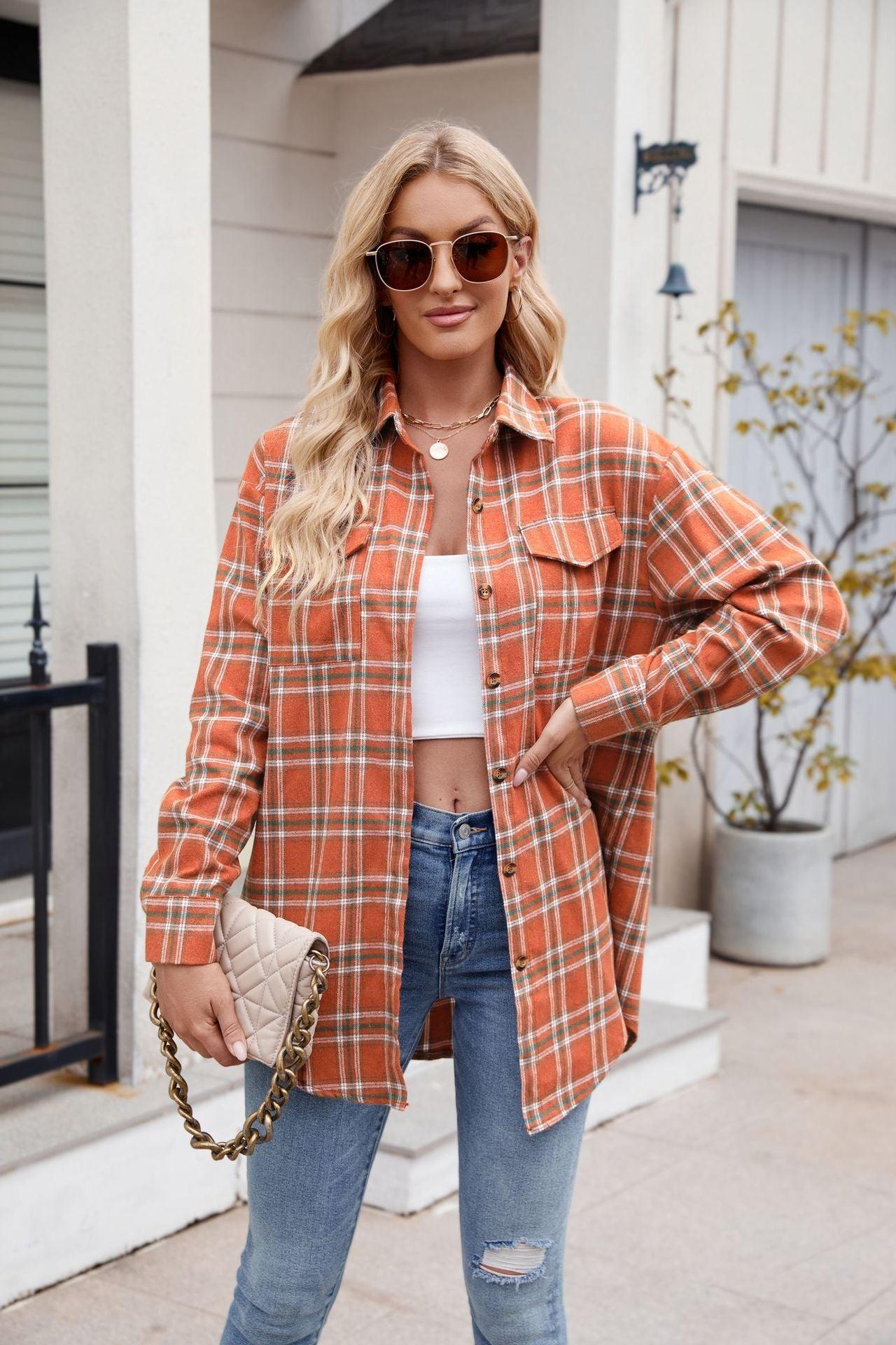 Plaid Button Up Long Sleeve Shirt - Abundia House