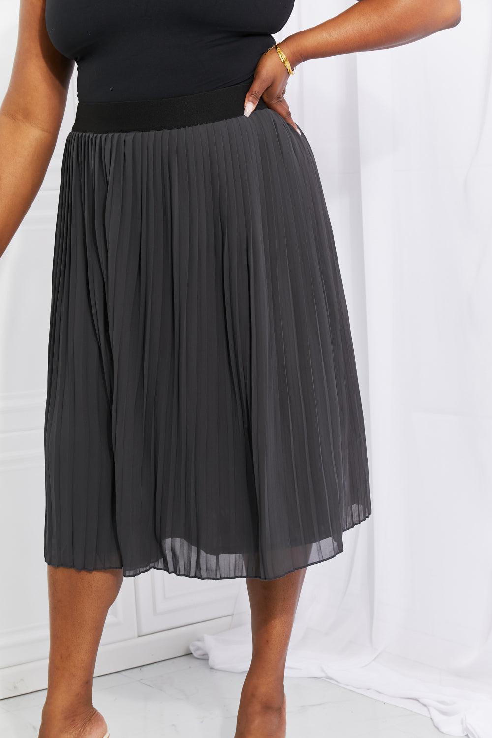 Zenana Full Size Romantic At Heart Pleated Chiffon Midi Skirt - Abundia House